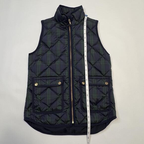 J Crew Vest Womens XXS Plaid Quilted Puffer Blackwatch Insulated Winter Jacket - Picture 8 of 10
